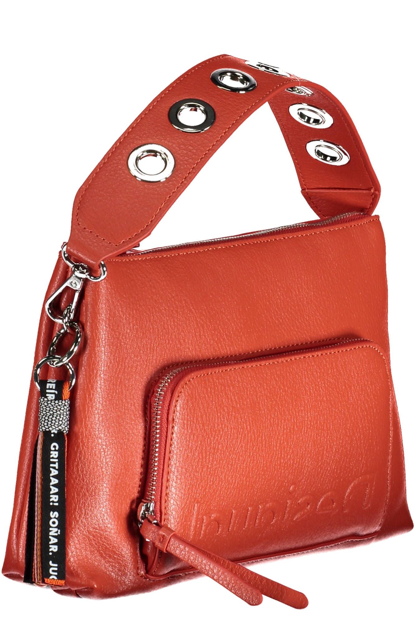Red Polyurethane Women Handbag