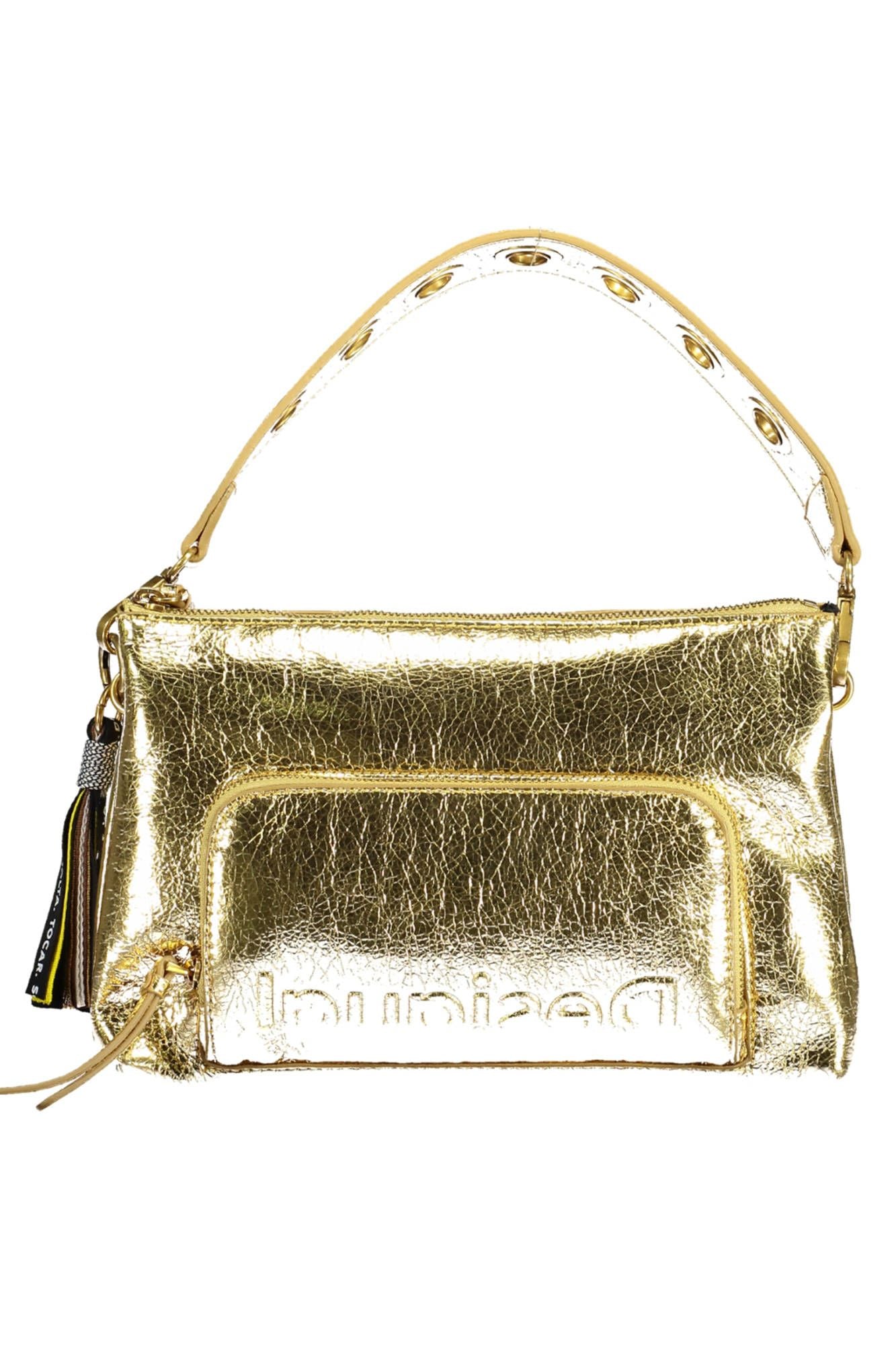 Gold Polyurethane Women Handbag