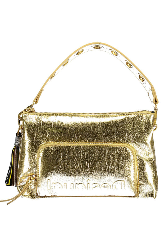 Gold Polyurethane Women Handbag
