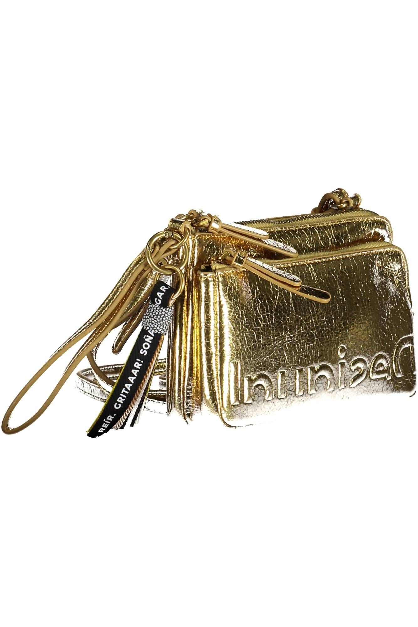 Gold Polyurethane Women Handbag