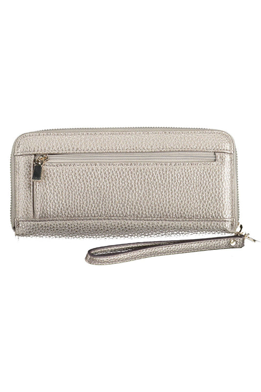 Silver Polyurethane Women Wallet