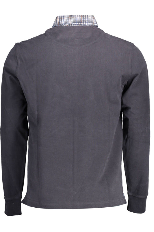 Blue Cotton Men Polo Shirt