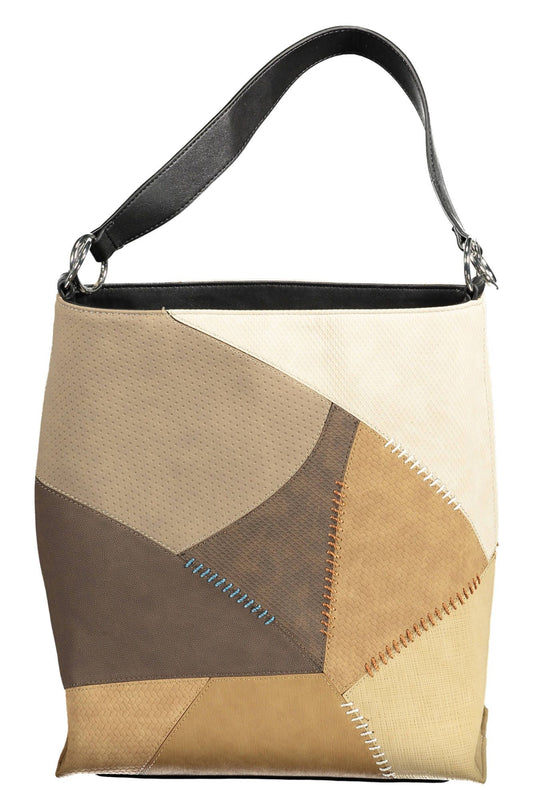 Beige Polyurethane Women Handbag