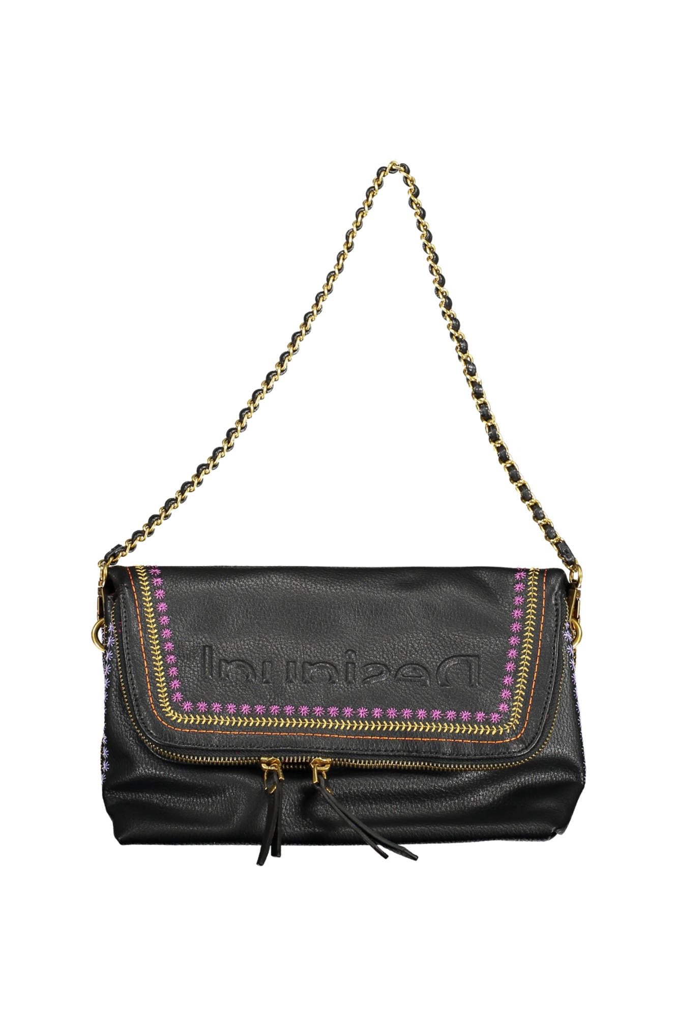 Black Polyurethane Women Handbag