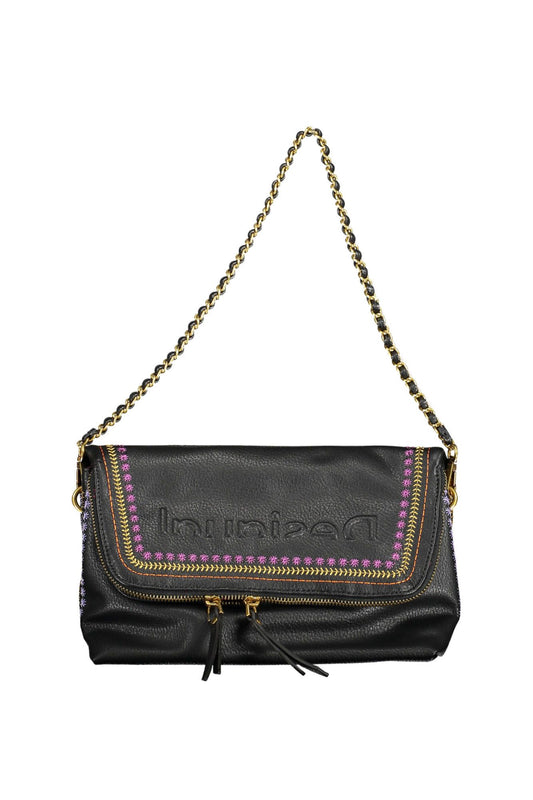 Black Polyurethane Women Handbag