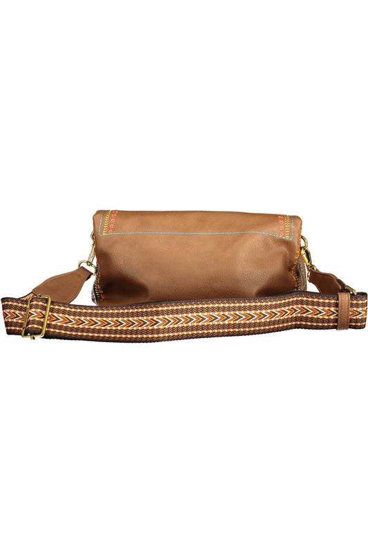 Brown Polyurethane Women Handbag
