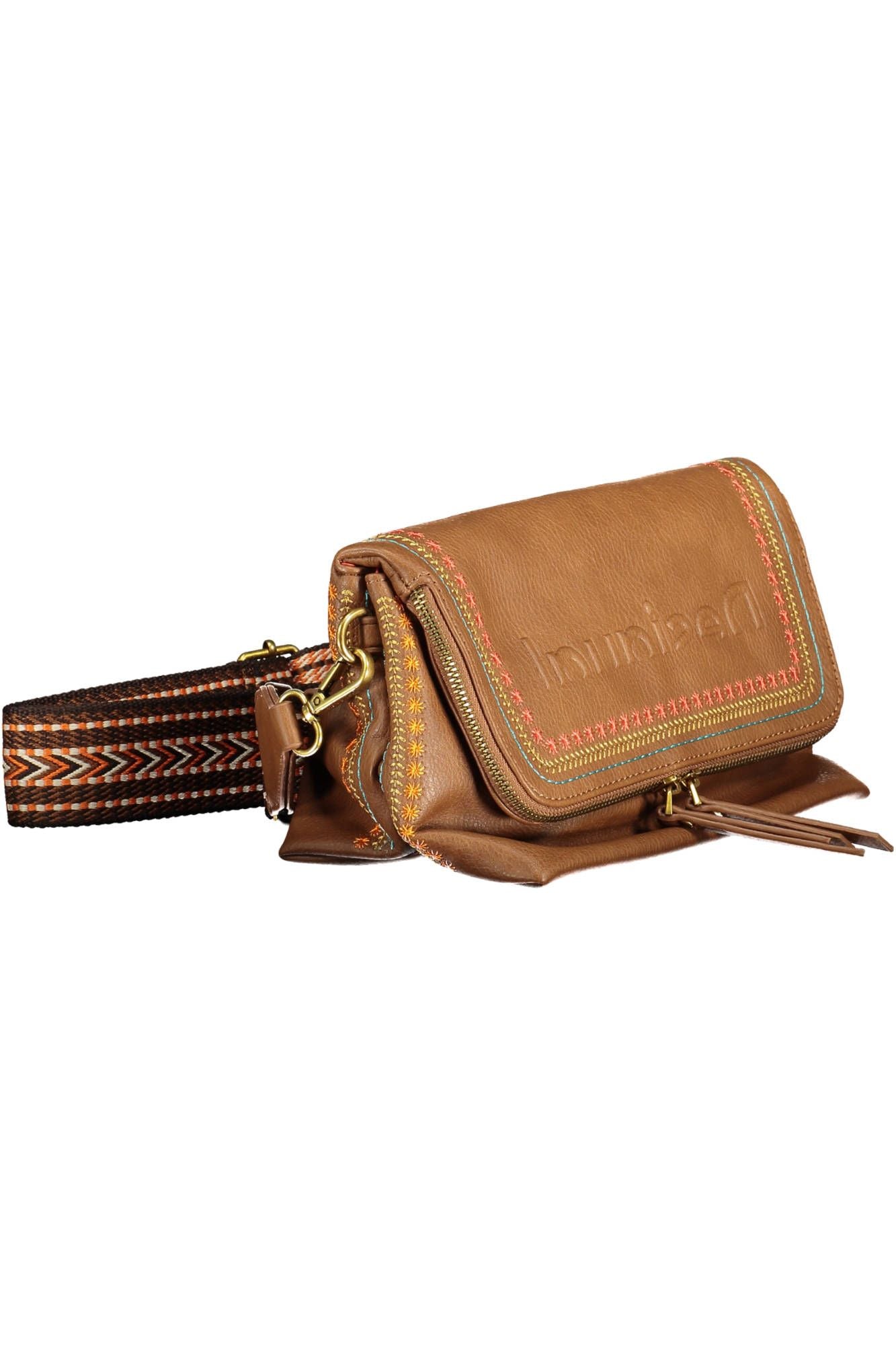 Brown Polyurethane Women Handbag