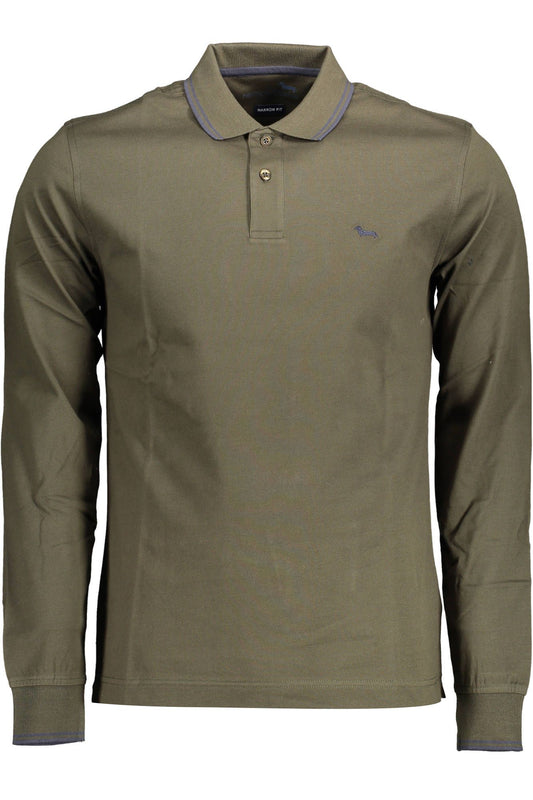 Green Cotton Men Polo Shirt