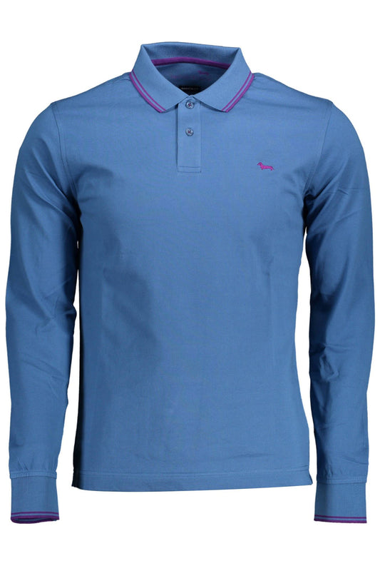 Blue Cotton Men Polo Shirt