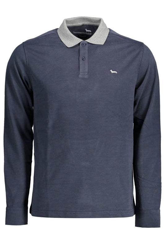 Blue Cotton Men Polo Shirt
