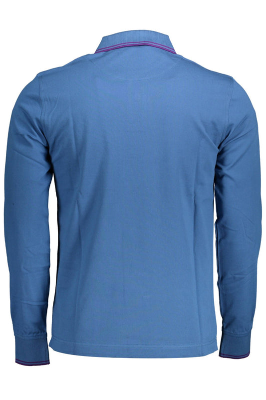 Blue Cotton Men Polo Shirt