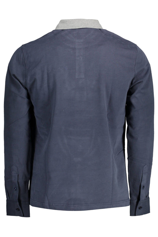Blue Cotton Men Polo Shirt