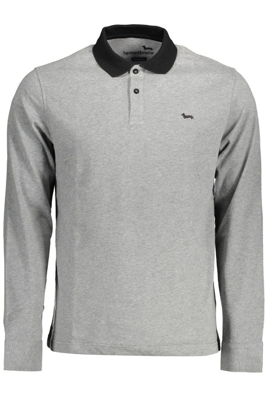 Gray Cotton Men Polo Shirt
