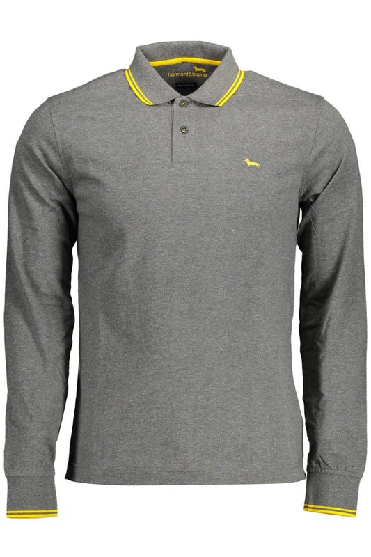 Gray Cotton Men Polo Shirt