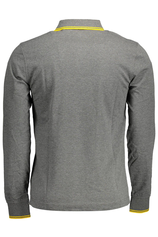 Gray Cotton Men Polo Shirt