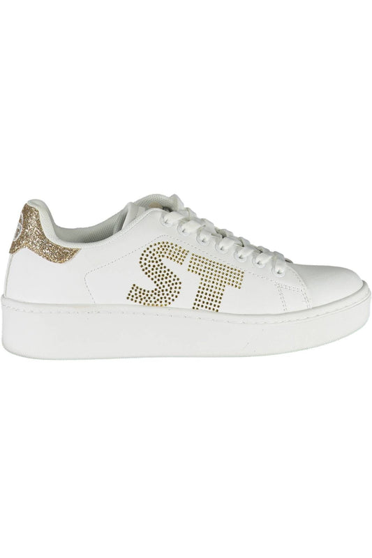 White Polyester Women Sneaker
