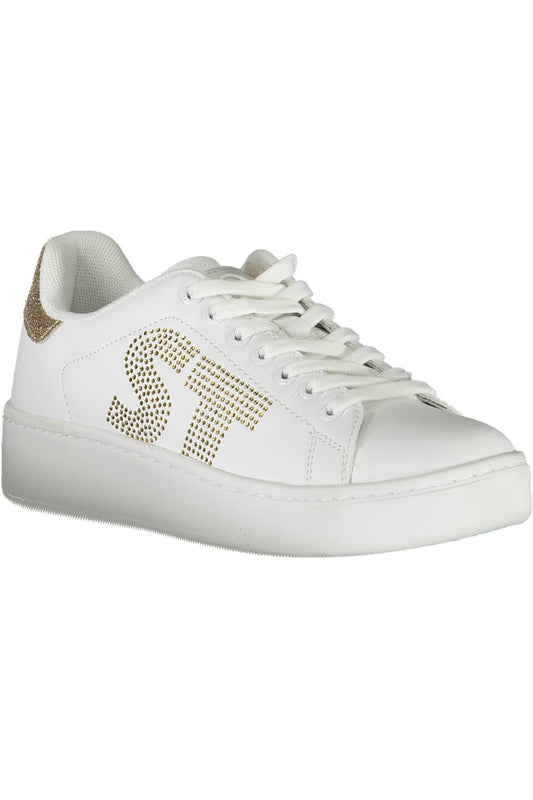 White Polyester Women Sneaker