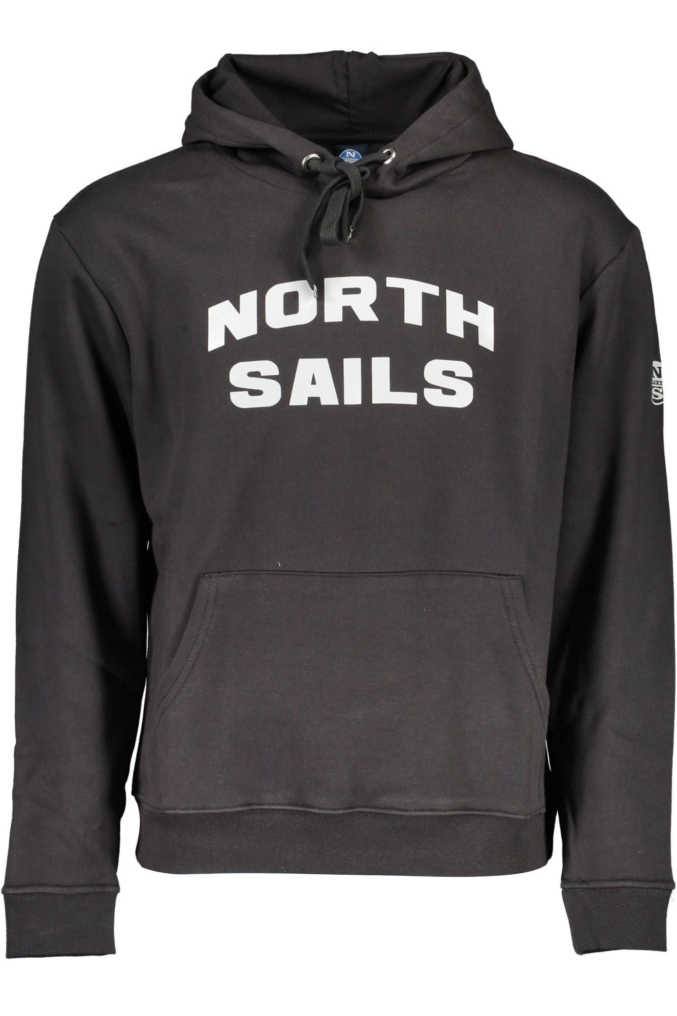 "Black Cotton Men Sweater with Central Pocket"