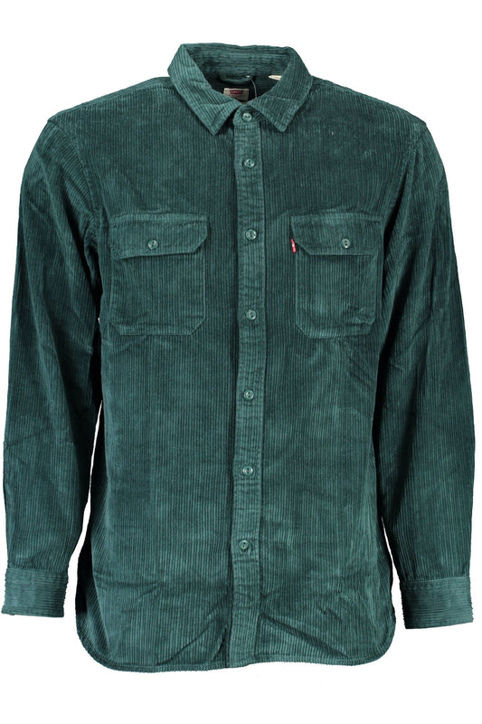 Green Cotton Men Shirt