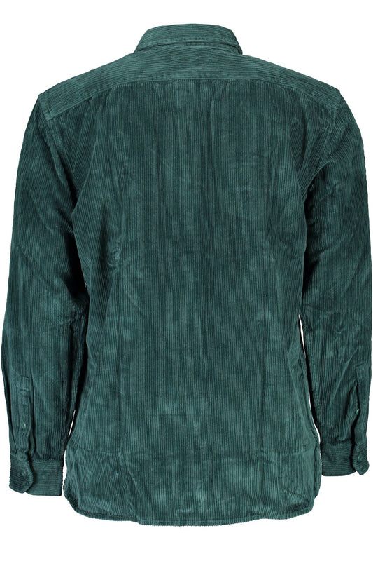 Green Cotton Men Shirt