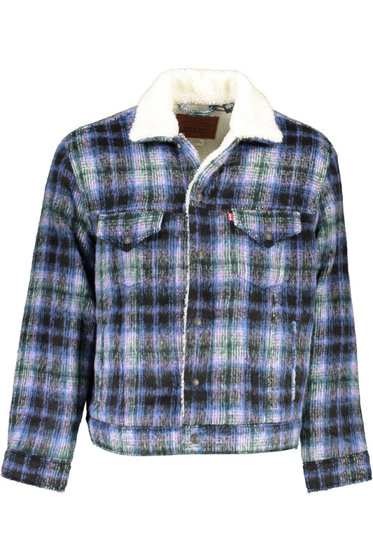 Blue Polyester Men Jacket