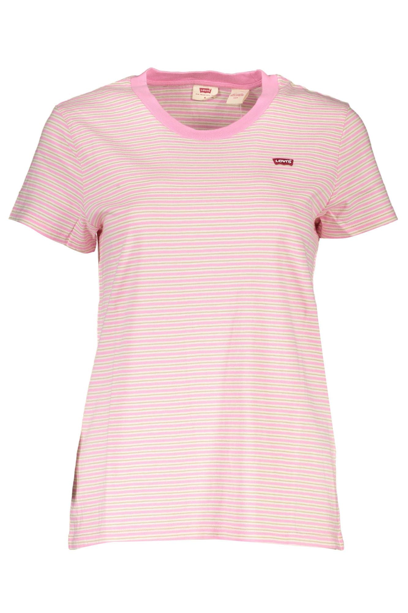 Chic Pink Cotton Tee with Classic Logo