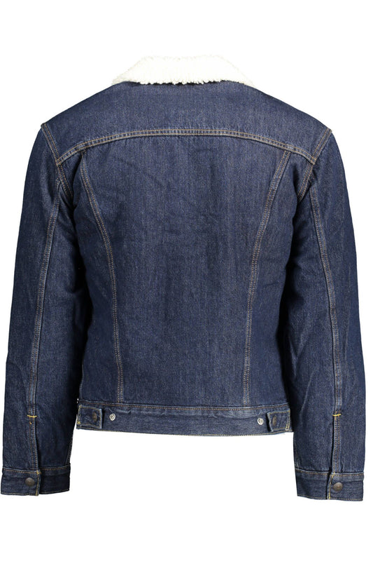 Blue Cotton Men Jacket