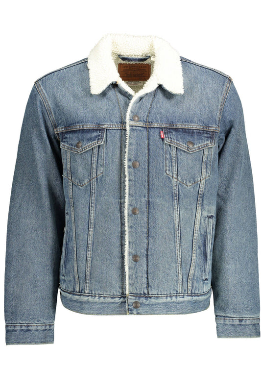 Blue Cotton Men Jacket