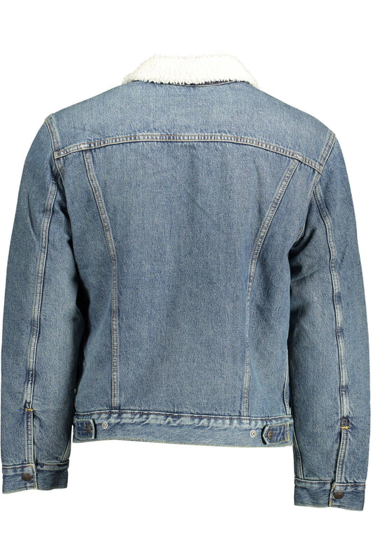 Blue Cotton Men Jacket