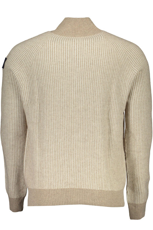 Beige Wool Men Sweater