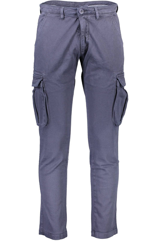 Blue Cotton Men Trouser