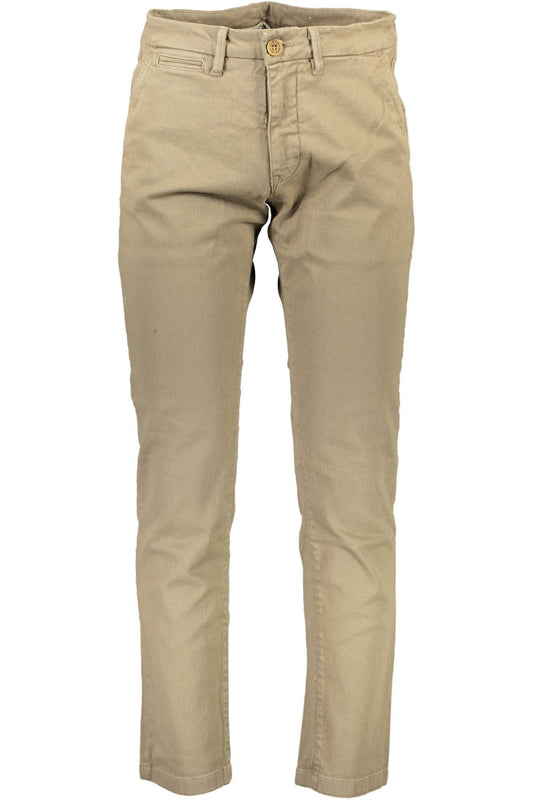 Beige Cotton Men Pant