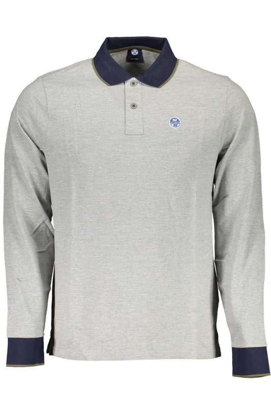 Gray Cotton Men Polo Shirt