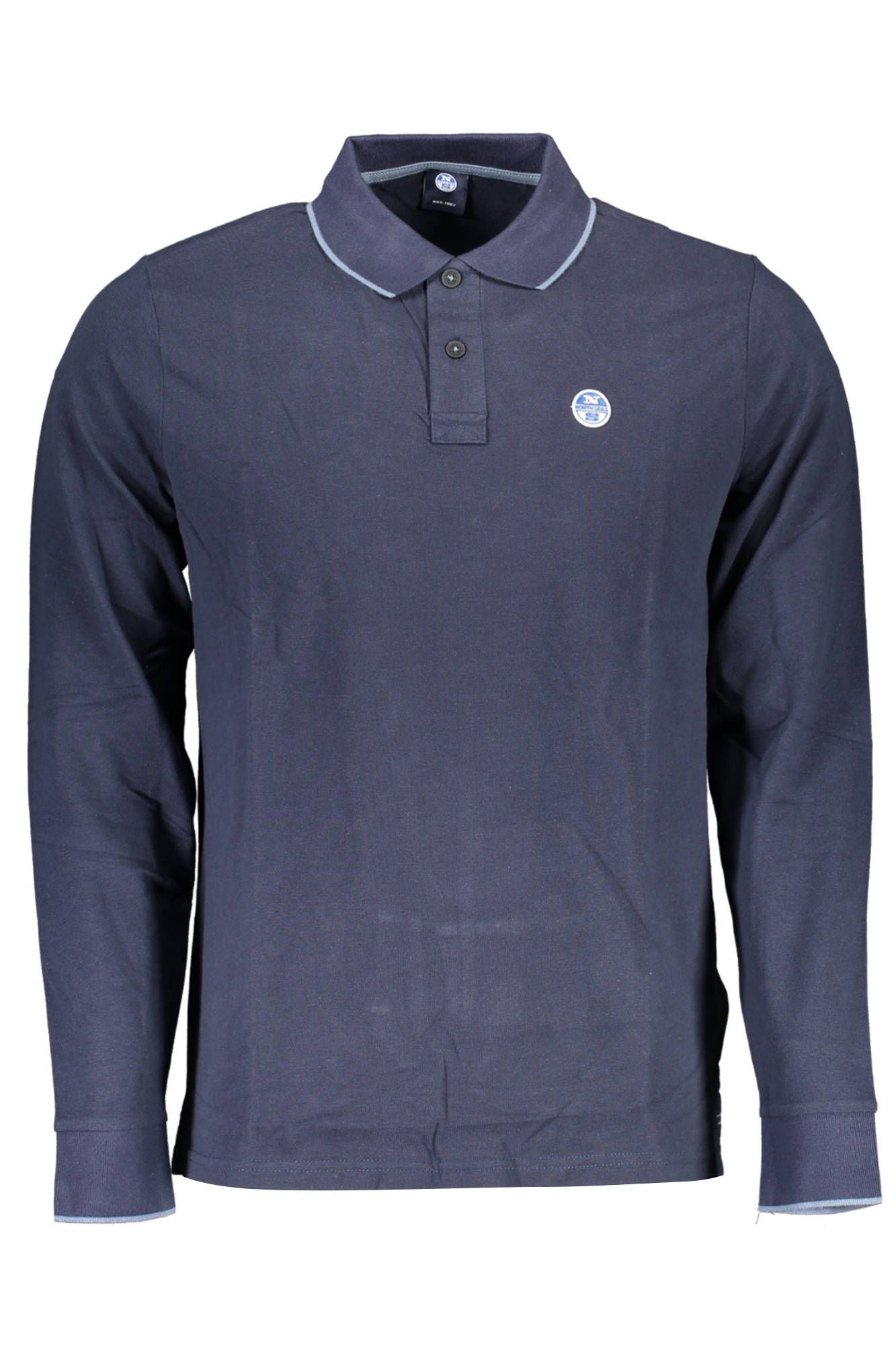 Blue Cotton Men Polo