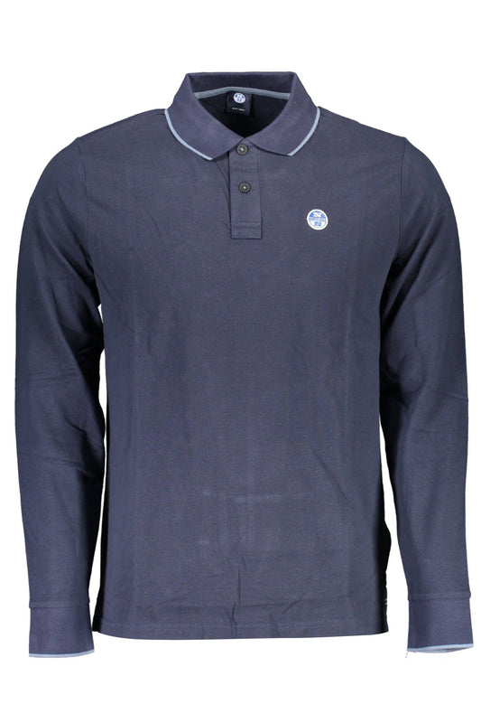Blue Cotton Men Polo