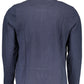 Blue Cotton Men Polo