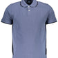Blue Cotton Men Polo Shirt