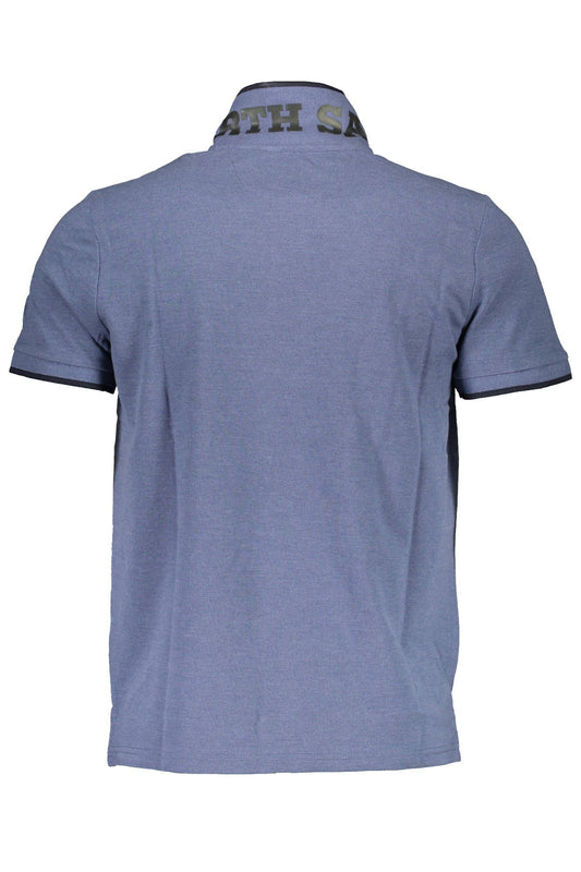Blue Cotton Men Polo Shirt
