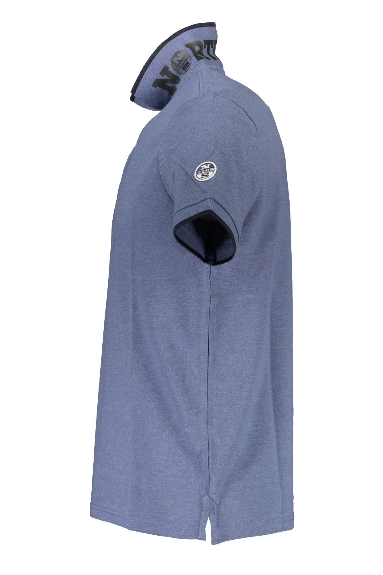 Blue Cotton Men Polo Shirt