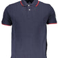 Blue Cotton Men Polo Shirt