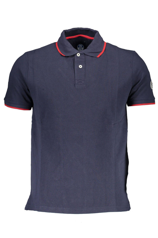 Blue Cotton Men Polo Shirt