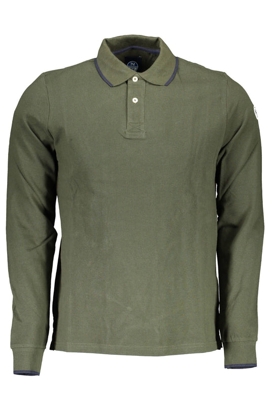 Green Cotton Men Polo Shirt