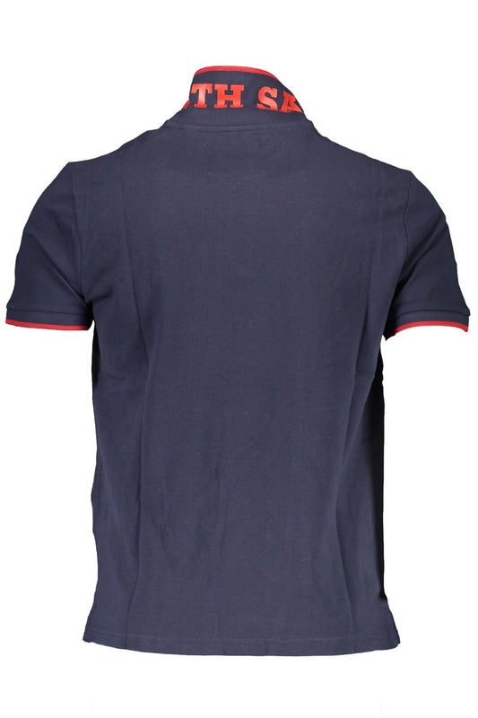 Blue Cotton Men Polo Shirt