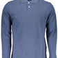 Blue Cotton Men Polo Shirt