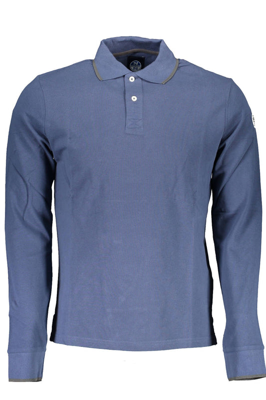Blue Cotton Men Polo Shirt
