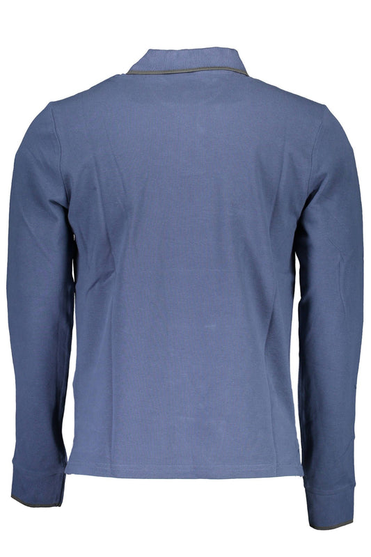 Blue Cotton Men Polo Shirt