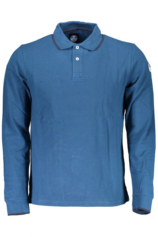 Blue Cotton Men Polo Shirt