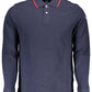 Blue Cotton Men Polo Shirt