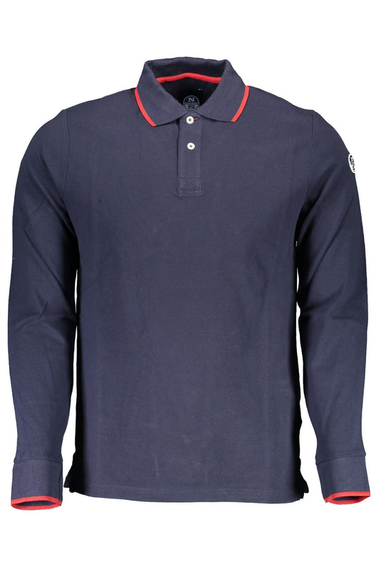 Blue Cotton Men Polo Shirt