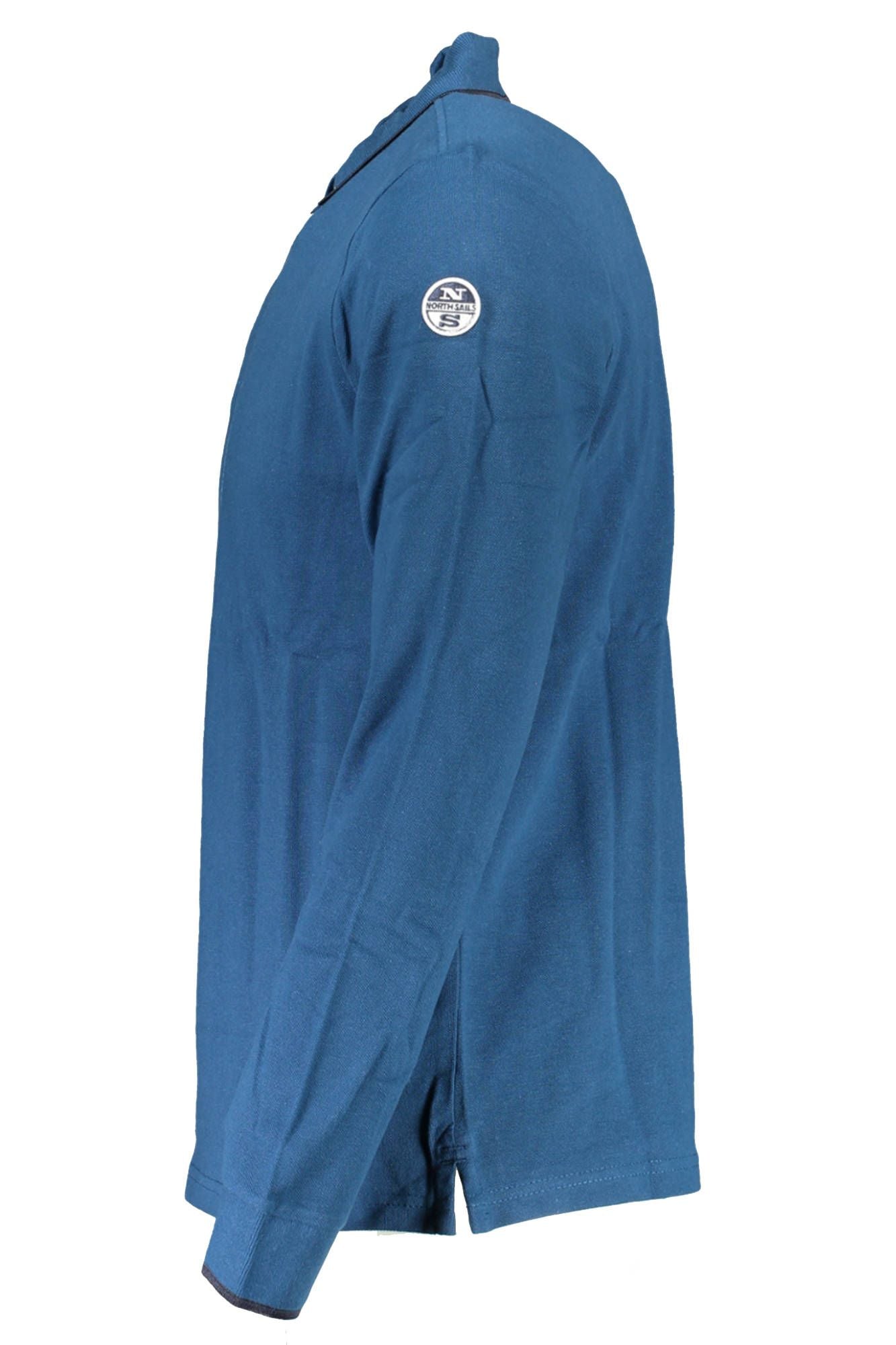 Blue Cotton Men Polo Shirt
